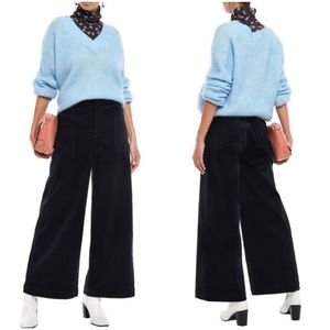 Ganni Wide Leg Corduroy Trousers Dark Blue…